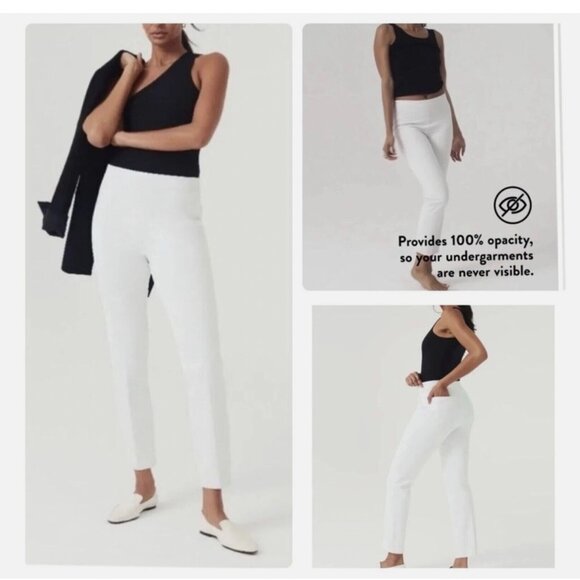 SPANX Pants - NWT Spanx On-the-Go Slim Straight Ankle Pant 20372Q Classic White PXS Petite XS